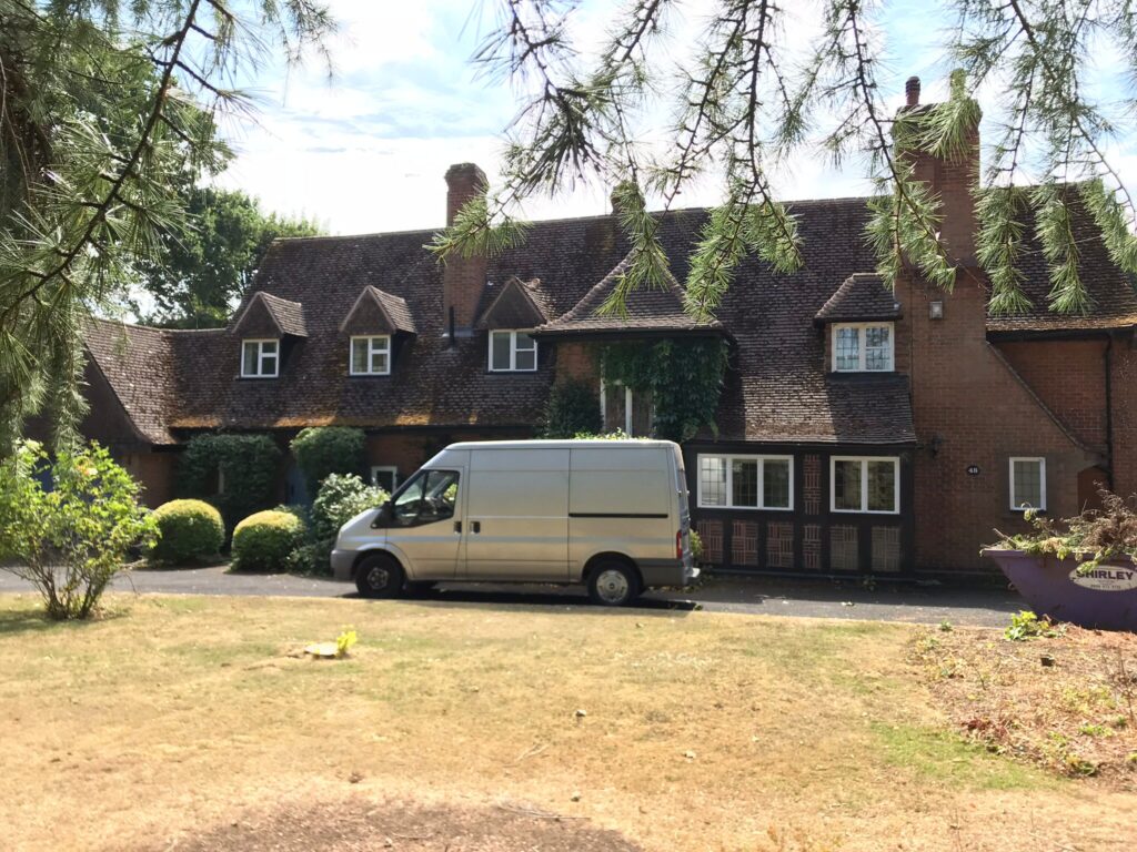 Our house clearance services in Solihull. Terrys van parked on drive at house in Shirley Solihull. Berkeley House Clearance providing an initial assessment service and a quote to clear the home