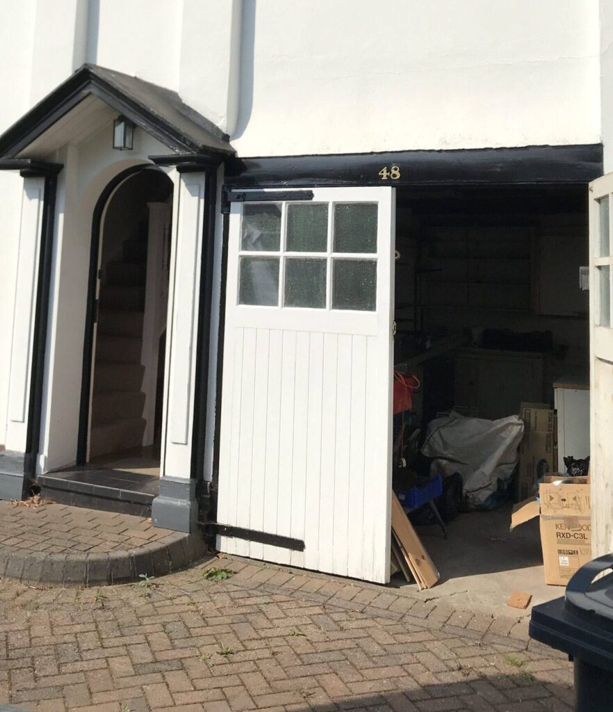 Garage in Solihull. Showing items pack in garage that we have been instructed to removed. A full range of house clearance services, recycling services and licenced rubbish removal and disposal