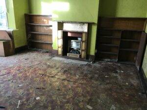Lichfield house clearance services. Picture shows room after clearance. Furniture and household effects have been removed and recycled. Berkeley House Clearance.